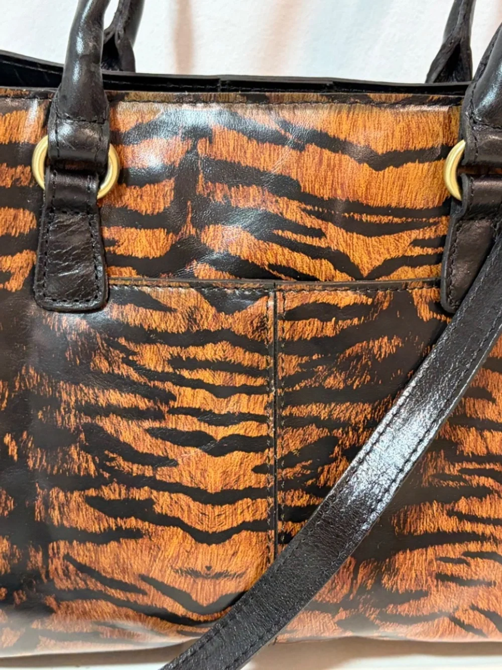 Patricia Nash Leather Primrose Satchel Handbag Tiger Print Purse Bag NEW